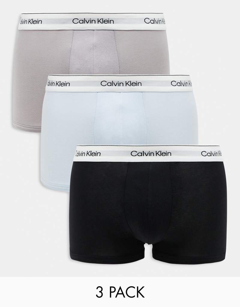 Комплект из трех трусов-брифов Calvin Klein Modern Cotton в черном, белом и нейтральном цветах с эластичными поясами Calvin Klein