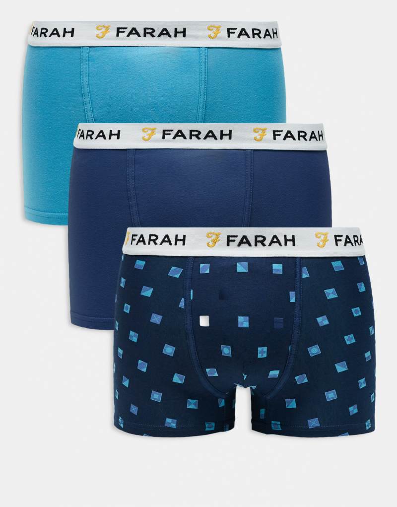 Farah 3pack boxers in blue multi Farah