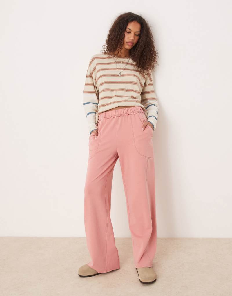 Free People wide leg lounge pants in rose Free People