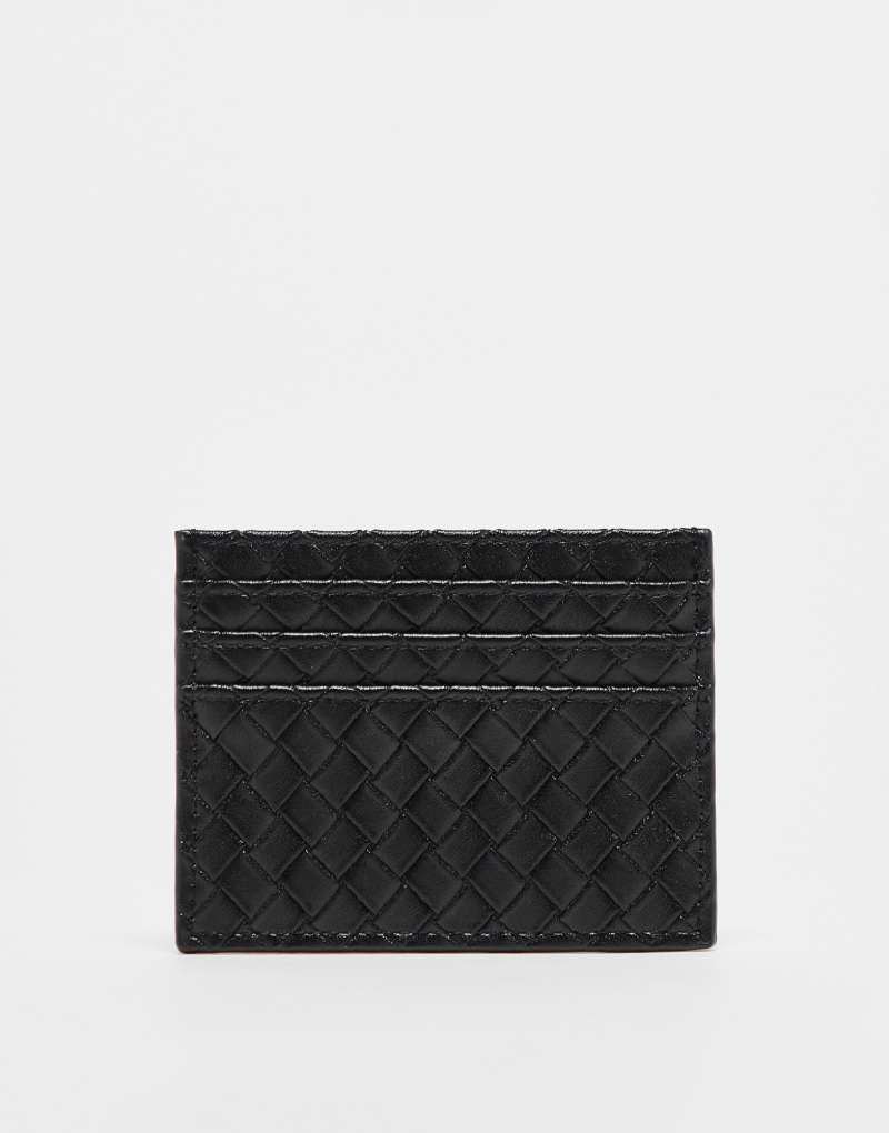 GINA TRICOT braided woven card holder in black Gina Tricot