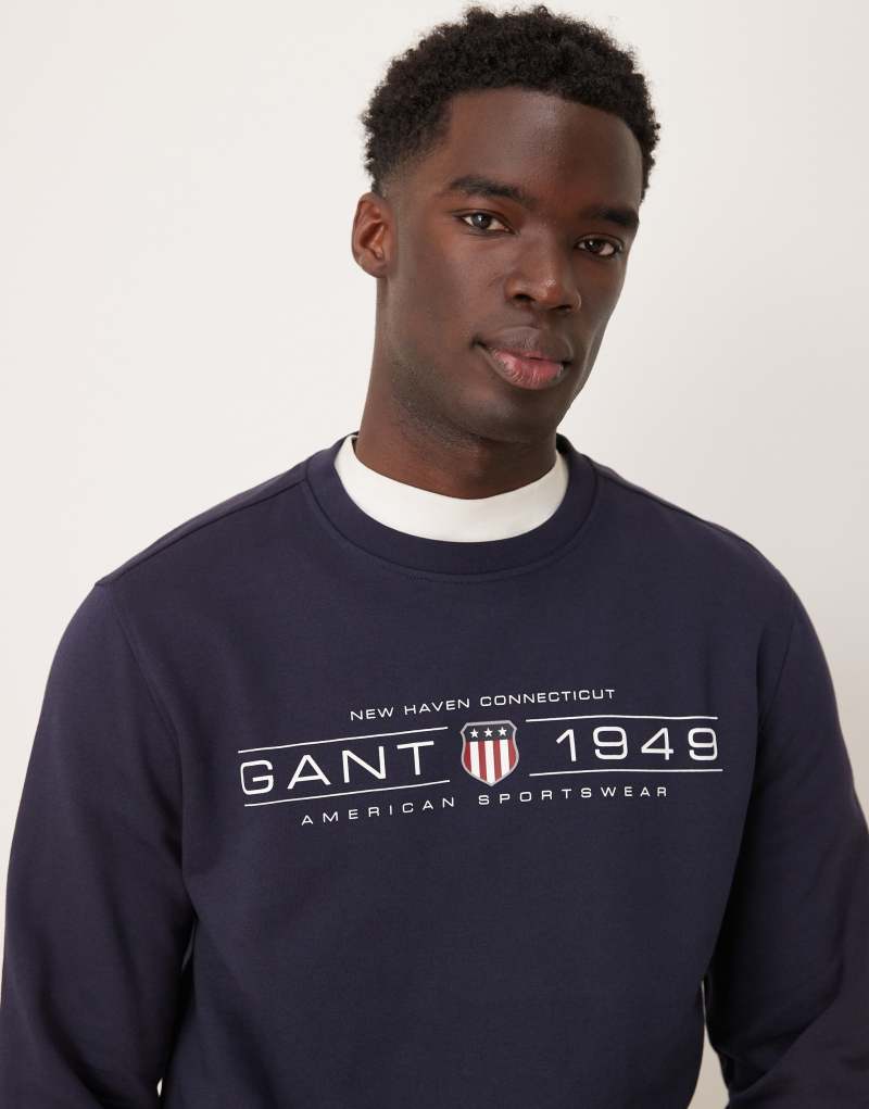 GANT 1949 shield chest logo sweatshirt in navy Gant