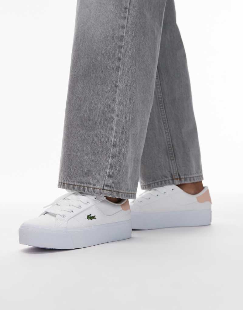 Lacoste ziane platform sneakers in white and pink Lacoste