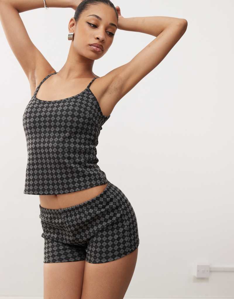 Motel atarah knit argyle cami top in gray - part of a set Motel