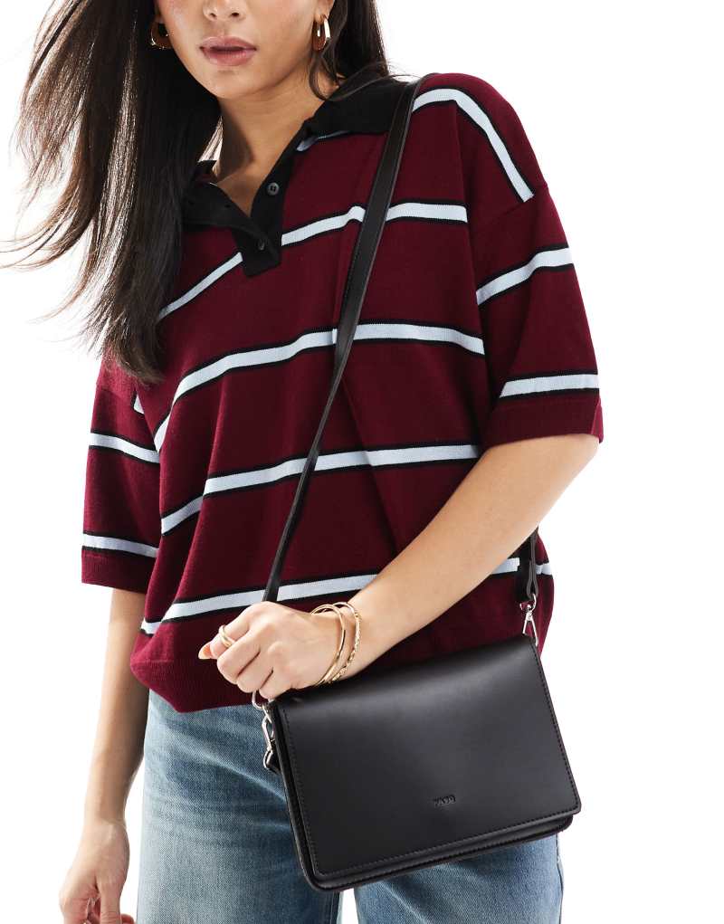 PASQ flap shoulder and crossbody bag in black Pasq