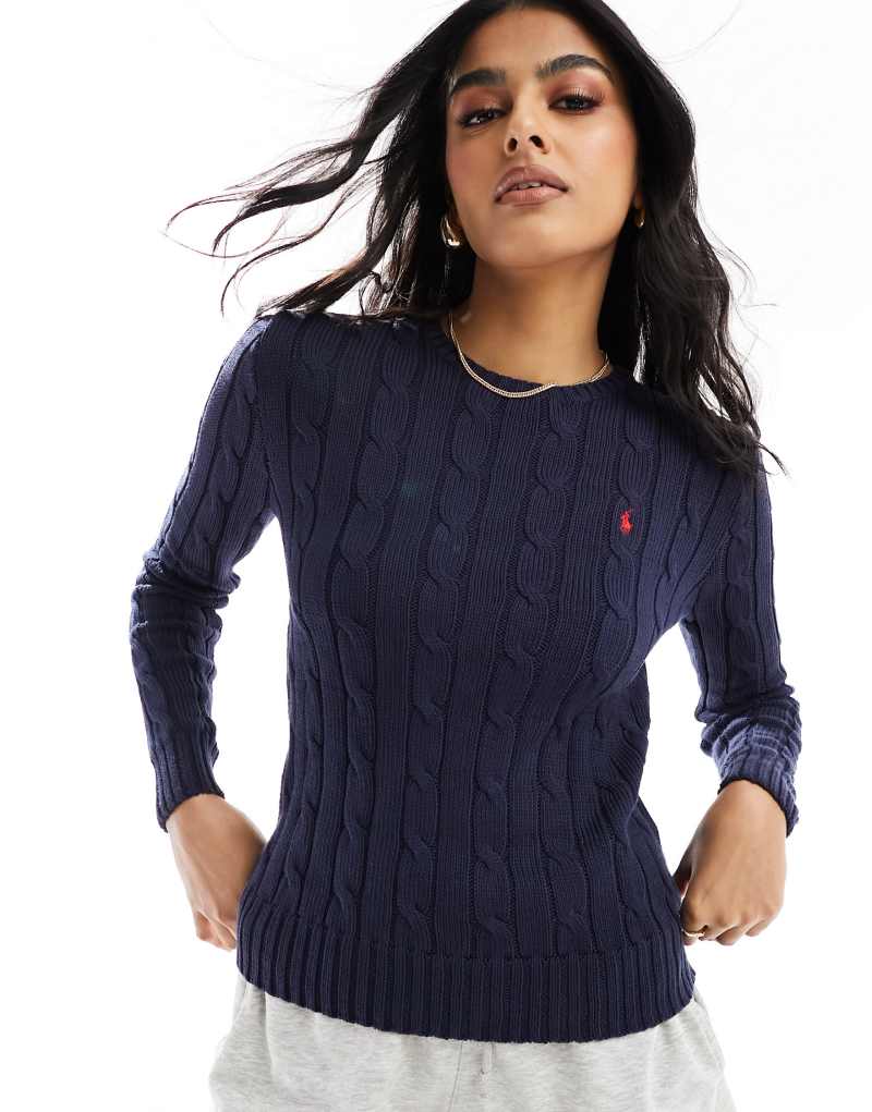 Polo Ralph Lauren cable knit sweater in navy Polo Ralph Lauren