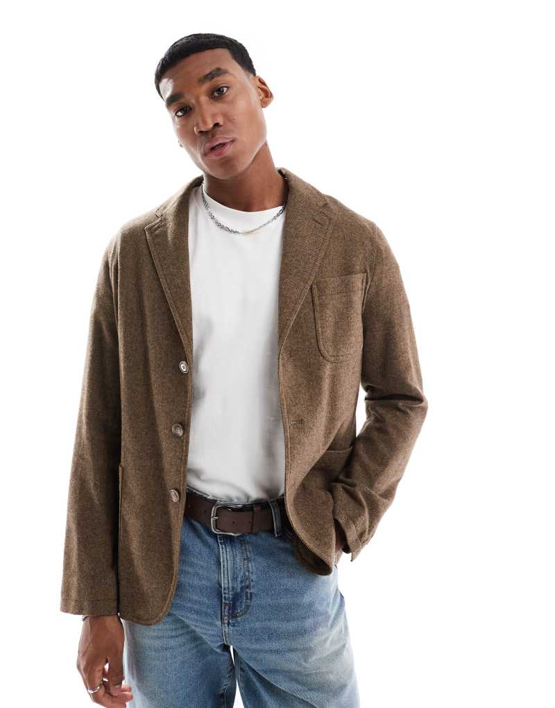 Polo Ralph Lauren single breasted herringbone blazer in brown/tan Polo Ralph Lauren