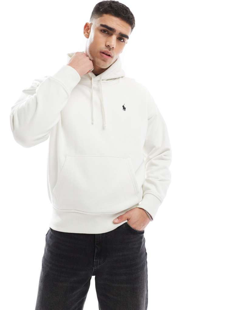 Polo Ralph Lauren script icon logo back print heavyweight relaxed fit hoodie in cream Polo Ralph Lauren