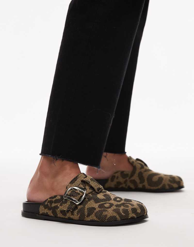 Topshop Beck clogs in leopard print Topshop