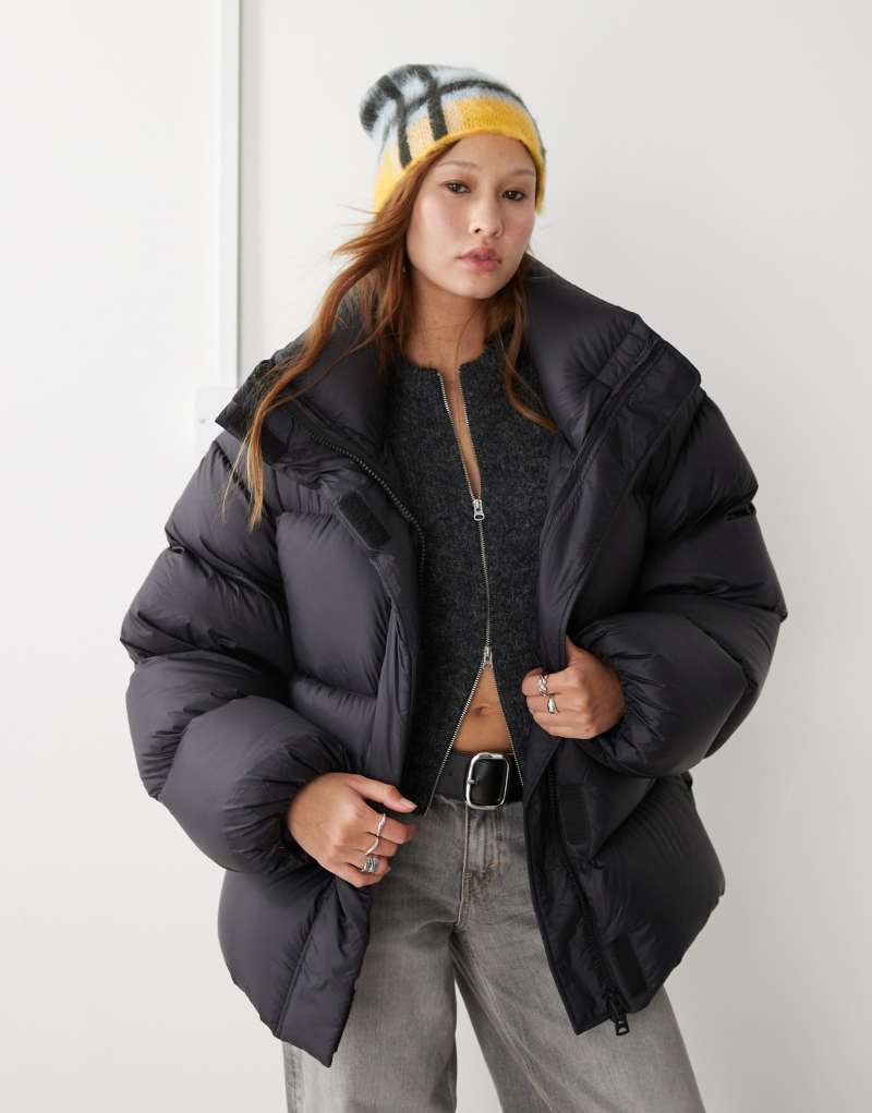 Weekday Ten oversized down puffer coat in black Weekday