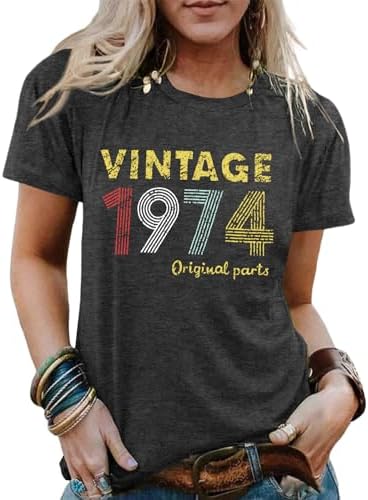 50th Birthday Gift Shirts for Women Funny Vintage 1974 T Shirt Retro Birthday Party Casual Tee Tops Chulianyouhuo