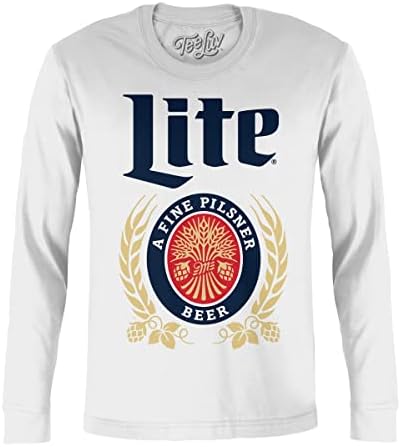 Tee Luv Men's Miller Lite Shirt - Long Sleeve Miller Light Beer T-Shirt Tee Luv