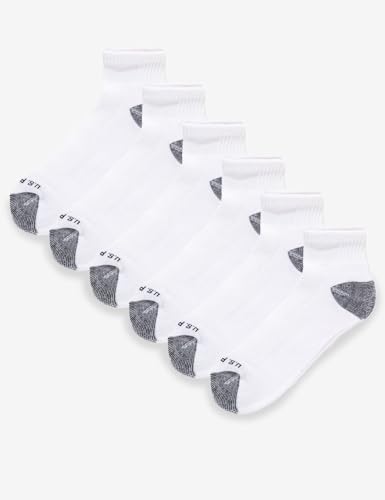 U.S. Polo Assn. 6 Pair Men's QUARTER Length Moisture Control Athletic Performance Socks CUSHION - Shoe Size 6-12, WHT 6245 U.S. Polo Assn.