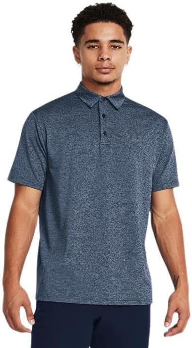 Under Armour Men's Play Off Heather Polo Shirt HeatGear Top 1351131 (US, Alpha, Medium, Regular, Regular, Midnight Navy/Pitch Gray - 410) Under Armour