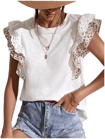 Women's Floral Print Tees Cap Sleeve Shirt Round Neck Summer Going Out T-Shirts Streetwear Beaudrm