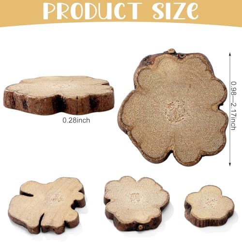 Gerrii 90 Pcs Irregular Wood Slices Log Slices for Centerpieces Small Unfinished Wood Craft Natural Tree Decoration for Table DIY Craft Art Christmas Ornament Engraving Cup Coaster Home Decor Gerrii