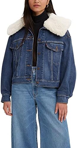 Женская утепленная куртка Levi's Premium Warm Baby Bubble Trucker с подкладкой из шерпы для холодной погоды Levi"s