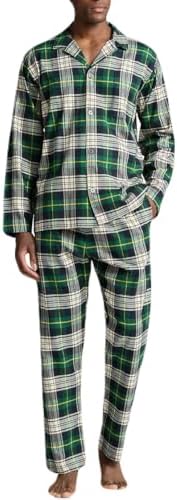 POLO RALPH LAUREN mens 2-Pc. Plaid Flannel Pajamas Set green plaid large Polo Ralph Lauren