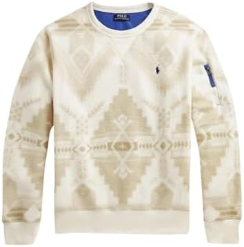 POLO RALPH LAUREN Southwestern Brushed Fleece Pullover (Cream Geo,L) Polo Ralph Lauren