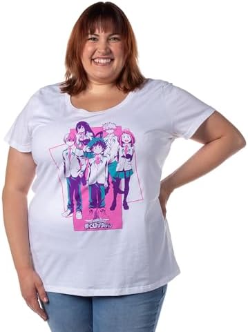 My Hero Academia Blue & Purple Group Boyfriend Fit Women's T-Shirt Plus Size (Plus 2) Seven Times Six