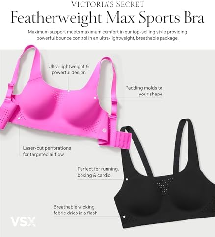 Victoria's Secret Women's VSX Featherweight Max Sports Bra, High Impact Wireless (32A-38DD) Victoria"s Secret