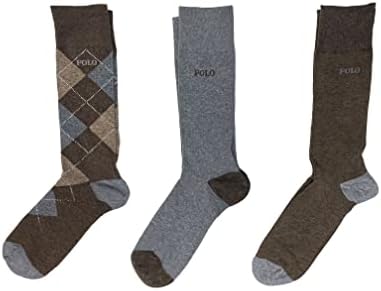 POLO RALPH LAUREN Men`s Dress Argyle Crew Socks 3 Pack (10-13, Brown(ZP899846PKN)/G_B) Polo Ralph Lauren