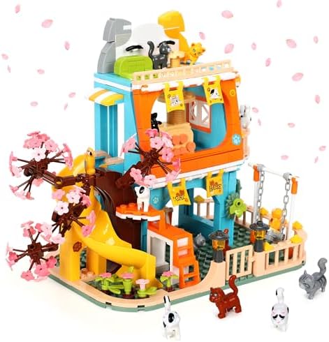 Cute Cat House Toys Building Sets, 8 Kittens of House Building Blocks Kit for Girl Age 8-12, Adorable Birthday Gift Friendship Block Sets for Girls Boys 6-12 Oymeco