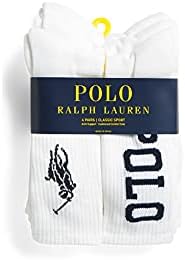 Polo Ralph Lauren 6 Pair Men's Big Pony Athletic Classic Sport Crew Socks 6-12.5, White Polo Ralph Lauren