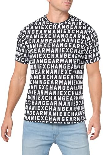 A｜X ARMANI EXCHANGE Men's Regular Fit Cotton Jersey Printed All Over Logo Tee A｜X Armani Exchange