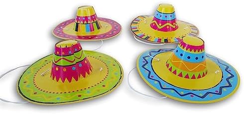 Set of Four (4) Miniature Sombreros for Crafts, Decorating & More, Black Craft Supply