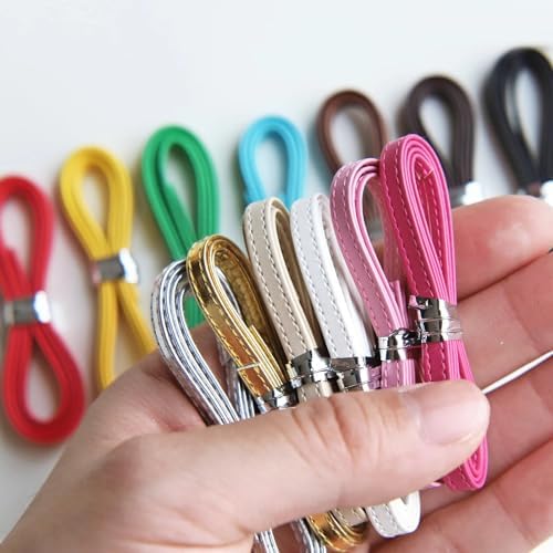 5mm/0.2" Leather Straps with Sewing Thread, Mini Doll Belt Straps, in 13 Colors, Doll Sewing Craft Supplies, 46cm/18 Peachcor