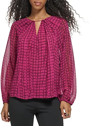 Calvin Klein Womens Sportswear Blouse,Mulberry Multi, Calvin Klein