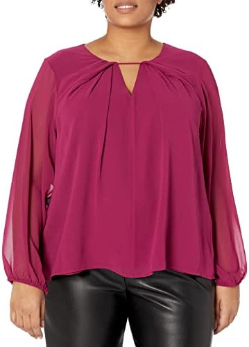 Calvin Klein Womens Sportswear Blouse,Mulberry,1X Calvin Klein