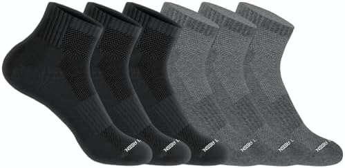 U.S. Polo Assn. 6 Pair Men's QUARTER Length Athletic Performance Socks - Ultra-Soft Moisture Control Running & Breathable Socks - Shoe Size 6-12, BLK/GRY 7619 U.S. Polo Assn.