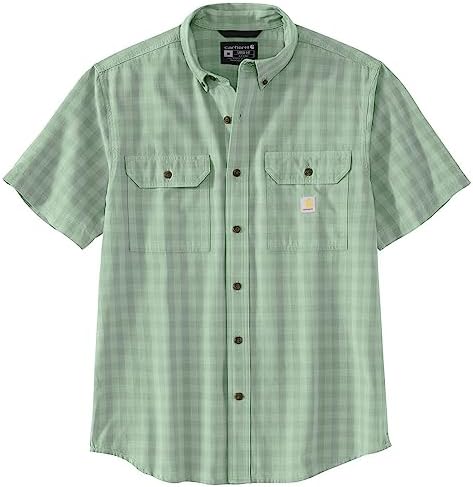 Carhartt Men's 105702 Loose Fit Midweight Short-Sleeve Plaid Shirt - Large - Jade Carhartt