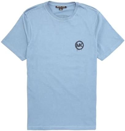 Michael Kors Tee Mens MK Melt Logo Drip Short-Sleeve T-Shirt in Chambray Blue (US, Alpha, X-Large, Regular, Regular) Michael Kors