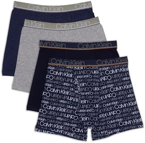 Calvin Klein Boys' Boxer Brief Four pack Cotton and Spandex Calvin Klein