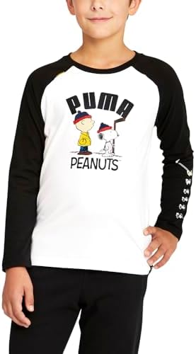 PUMA Toddler Boys Crew Neck Long Sleeve X Peanuts Casual Tops Casual - Black Puma