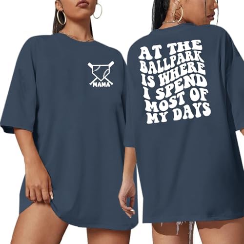 Baseball Mom Shirt Oversized Game Day Tshirts for Women Baseball Mama Life Shirts Sports Mom Graphic Loose Tees Tops Sulayesh