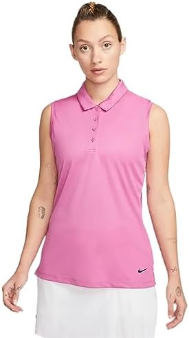 Nike Women's Dri-FIT Victory Sleeveless Golf Polo Shirt S Pink Nike