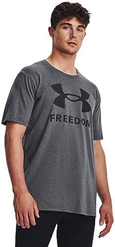 Under Armour Mens New Freedom Logo T-Shirt, (012) Pitch Gray Light Heather / / Jet Gray, X-Small Under Armour