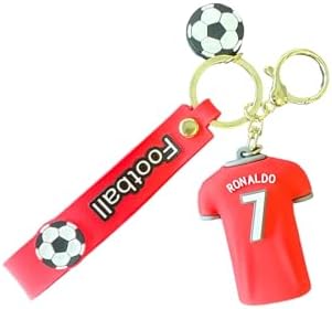 Ronaldo Soccer Jersey Keychain, Red Jersey and Soccer Ball Charms Generic