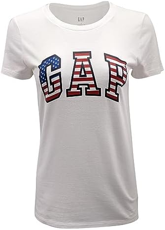 GAP Factory Womens Logo T-Shirt (Medium, White (USA Logo)) Gap