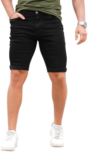 GINGTTO Denim Shorts Men Stretch Skinny Jean Shorts for Men Gingtto