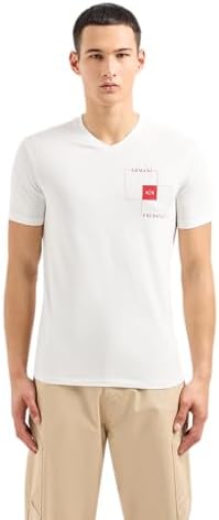 Armani Exchange Men's Slim Fit V Neck Cotton Stretch Logo Tee A｜X Armani Exchange