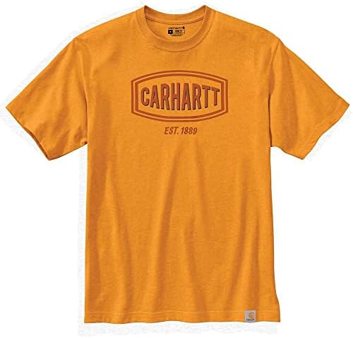 Carhartt Men's 105185 Loose Fit Heavyweight Short-Sleeve Logo Graphic T-Shirt - Medium Regular - Marigold Heather Carhartt