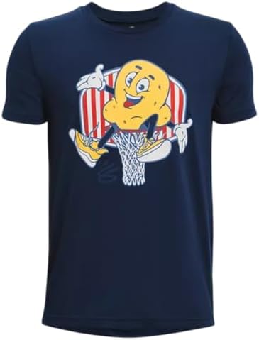 Under Armour Boys' SC30 Curry Wordmark T-Shirt (US, Alpha, Large, Regular, Academy Blue 408 / Popcorn) Under Armour