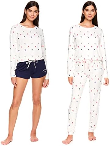 U.S. Polo Assn. Womens Pajama Sets 3-Piece with Top, Shorts, and Pants - Lounge Sets for Women U.S. Polo Assn.