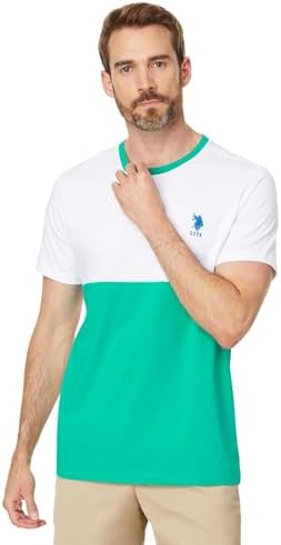 U.S. Polo Assn. Mens Short Sleeve Colorblock Crew Neck Jersey Tee Shirt, Emerald Circus, Medium U.S. Polo Assn.