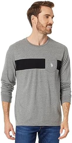 U.S. Polo Assn. Long Sleeve Tee Engineer Chest w/Pocket Campus Heather Grey MD U.S. Polo Assn.