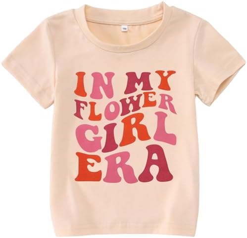 BOUTIKOME in My Flower Girl Era Shirts Toddler Baby Girls T-Shirt Wedding Summer Tops Bridal Party Short Sleeve Tees 1-6T Boutikome